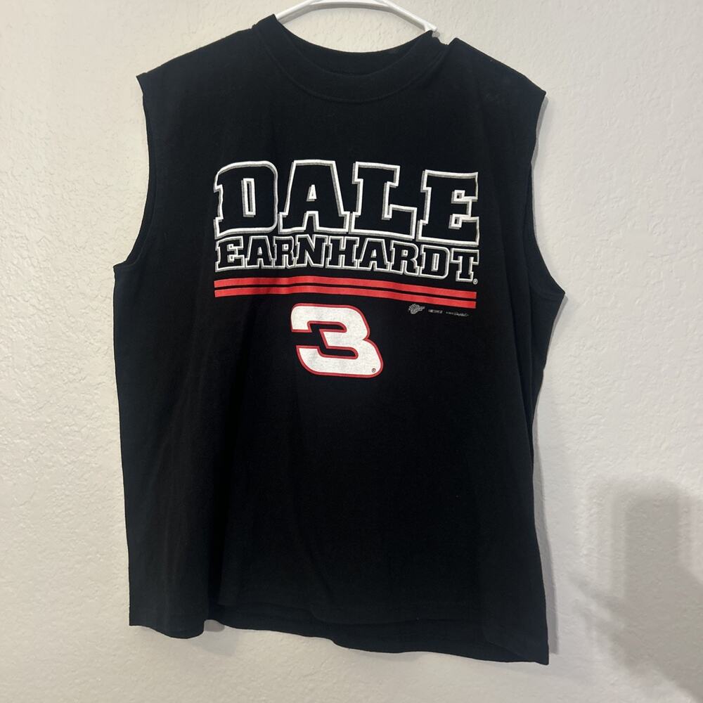 Vintage Dale Earnhardt 3 Shirt Mens L Black NASCAR Racing Muscle Tee 90s(CT114)